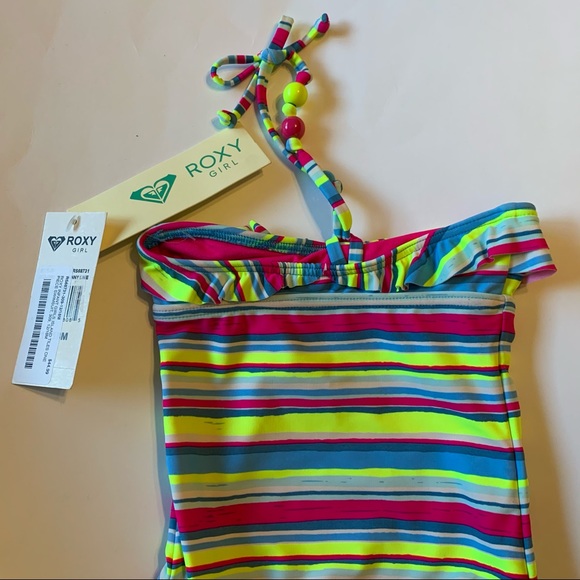 NWT Roxy Girl 12-18m neon striped swimsuit - Picture 2 of 8
